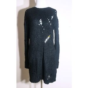 NWT Planet Gold Distressed Black Knit Dress